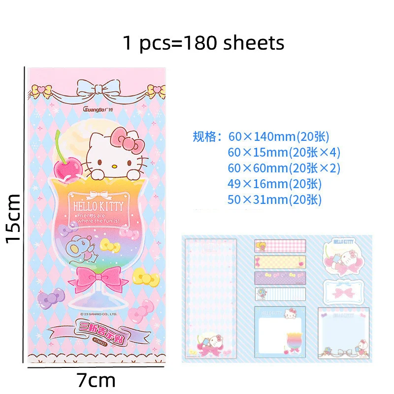 Imagem -05 - Sanrio Kitty Melody Sticky Notes Folding Memo Pad Etiqueta Bonito n Times Papelaria Notepad Bookmark Post Abastecimento Escolar Pcs por Lote