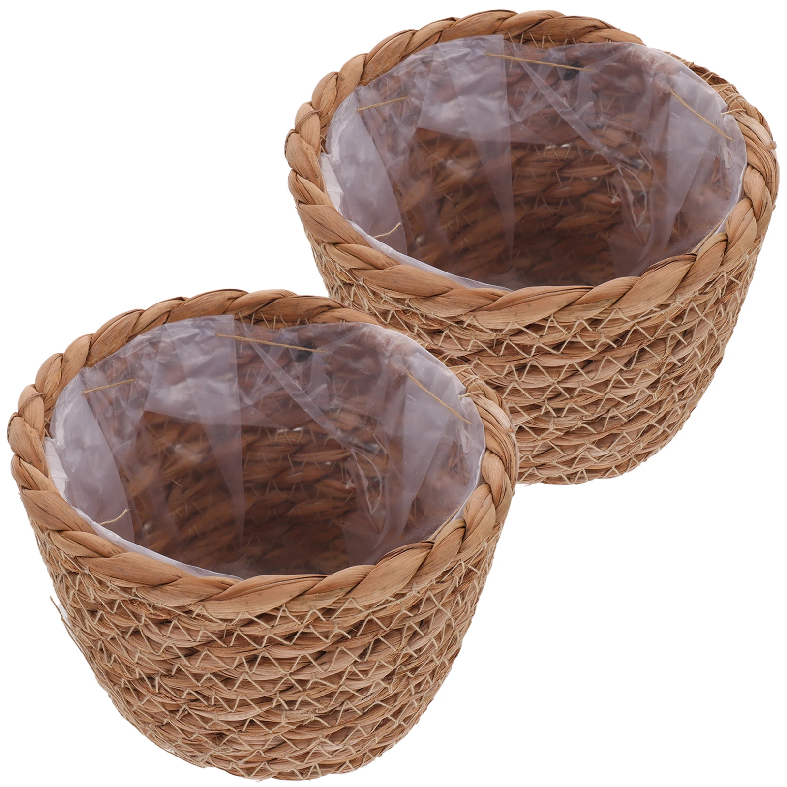 

2pcs Green Basket For Plants Indoor Pots Woven Baskets 13cm Diameter Rattan Flower Pots Decor Storage Planters