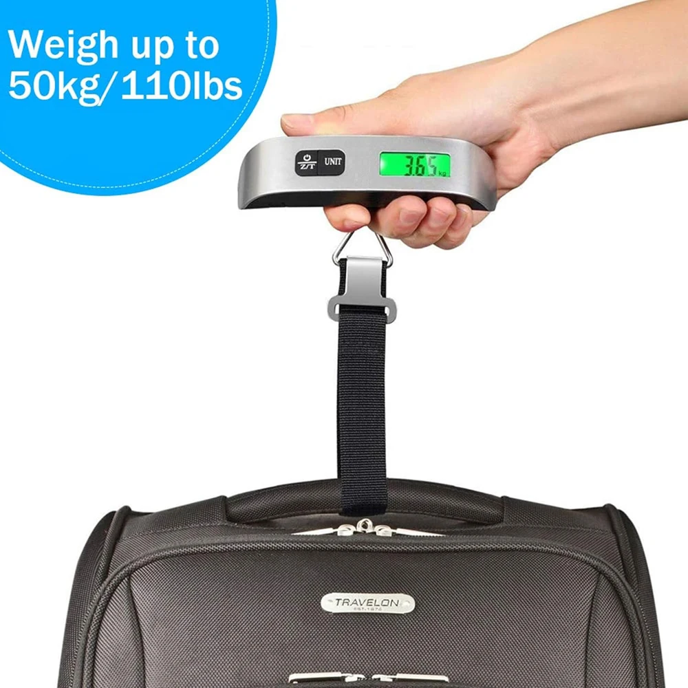 Digital Luggage Scale 110lbs Hanging Baggage LCD Display Portable Suitcase Weighing Scale Travel Luggage Weight Scale Tool