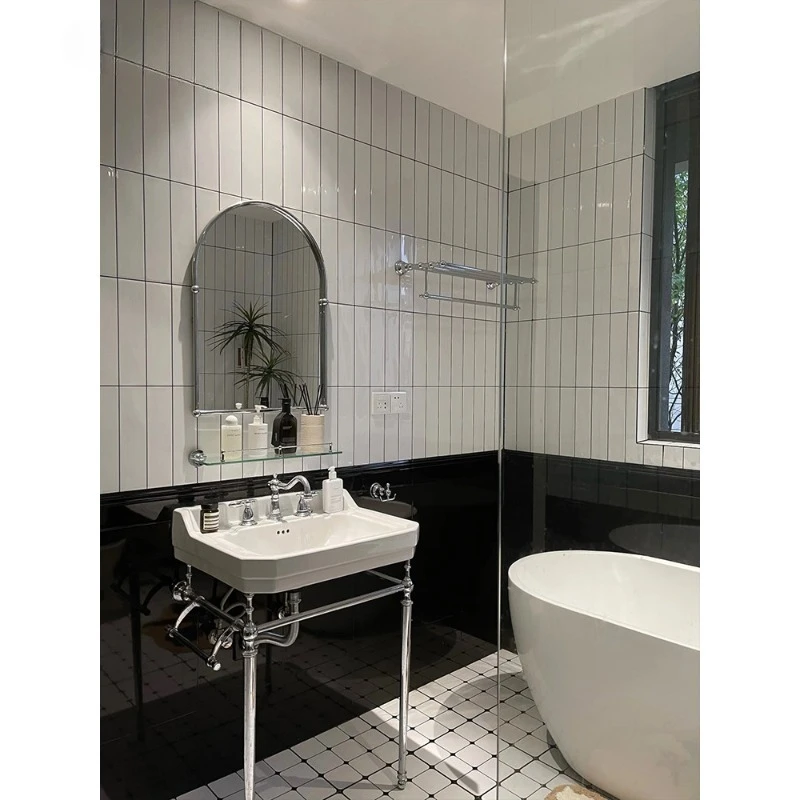 

American Retro Style Floor-to-ceiling Washbasin Small Apartment Bathroom Ceramic Bracket Washbasin