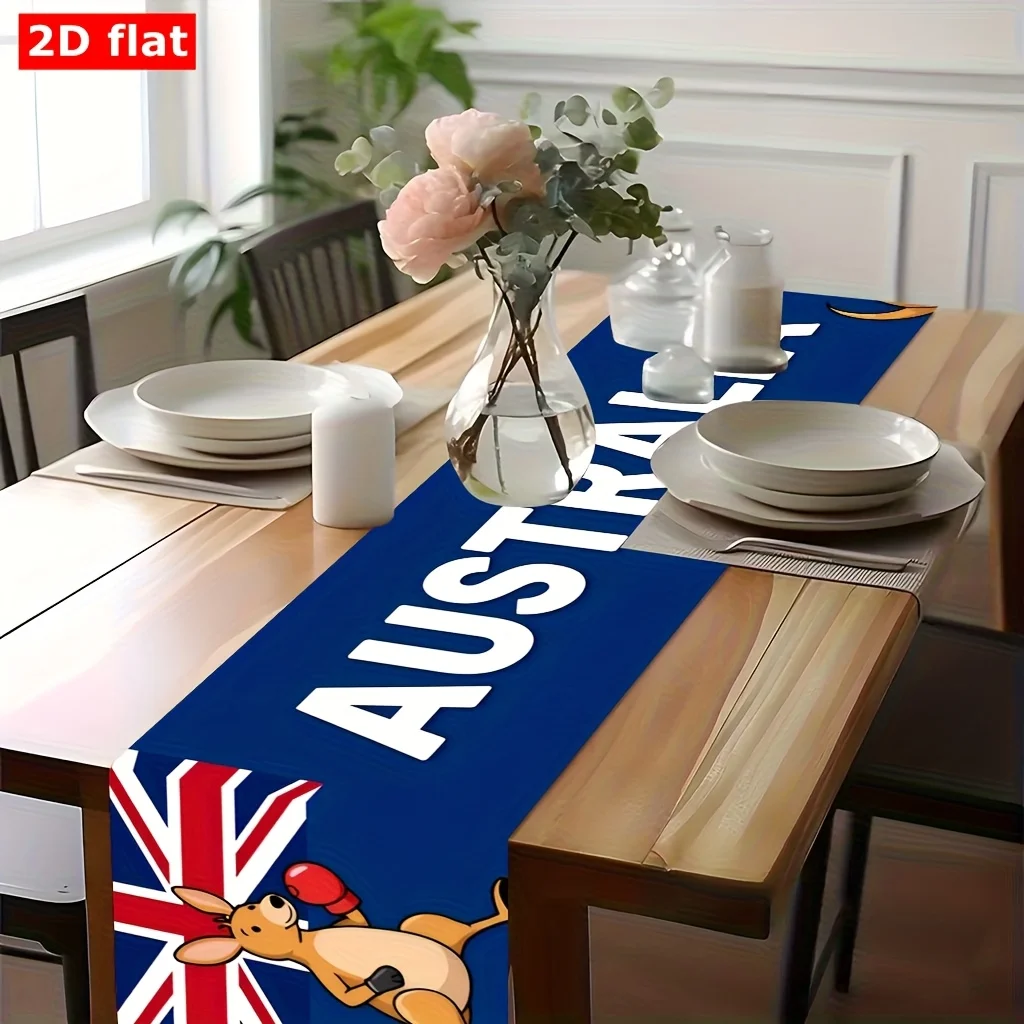 1 Piece Australian Boxing Kangaroo Table Runner, Suitable for Farmhouse, Indoor, Kitchen, Celebrations, Table Decoration, Restaurant and Banquet Decoration Supplies