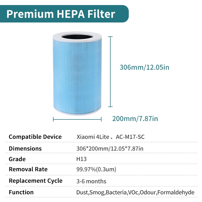 Air Purifier Filter For Xiaomi Mijia 4 Lite Air Purifier Relacement Hepa Filter PM2.5 Antibacterial Formaldehyde