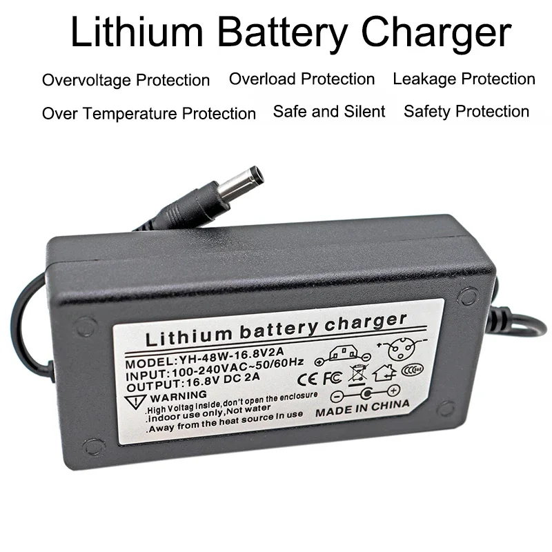 16.8V1A  2A 5A Lithium Battery Charger AC 100V-240V 4S 14.8V Lithium Polymer Battery DC 5.5*2.1MM Power Adapter+ AC Power Cable