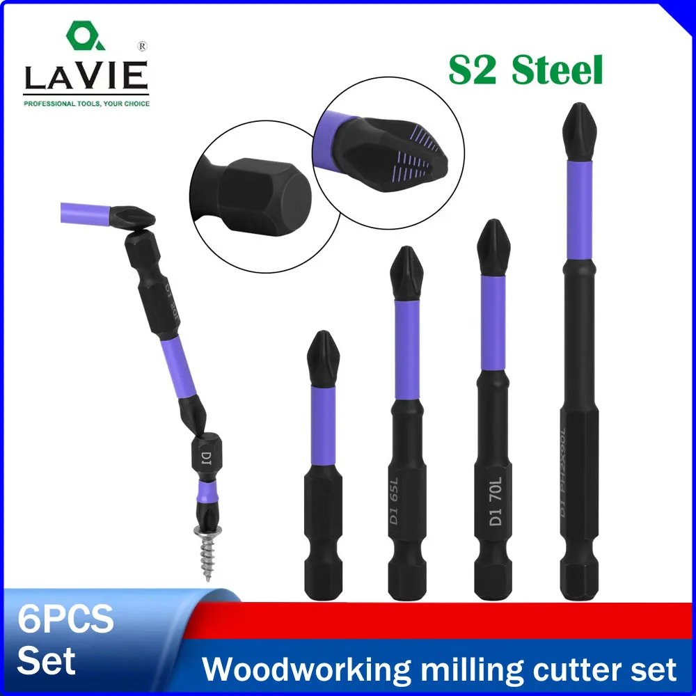 

LAVIE Premium Purple Non-slip Screwdriver Bits, S2 Steel Cross Electric Screwdriver Bits, Magnetic Impact Drill Bits