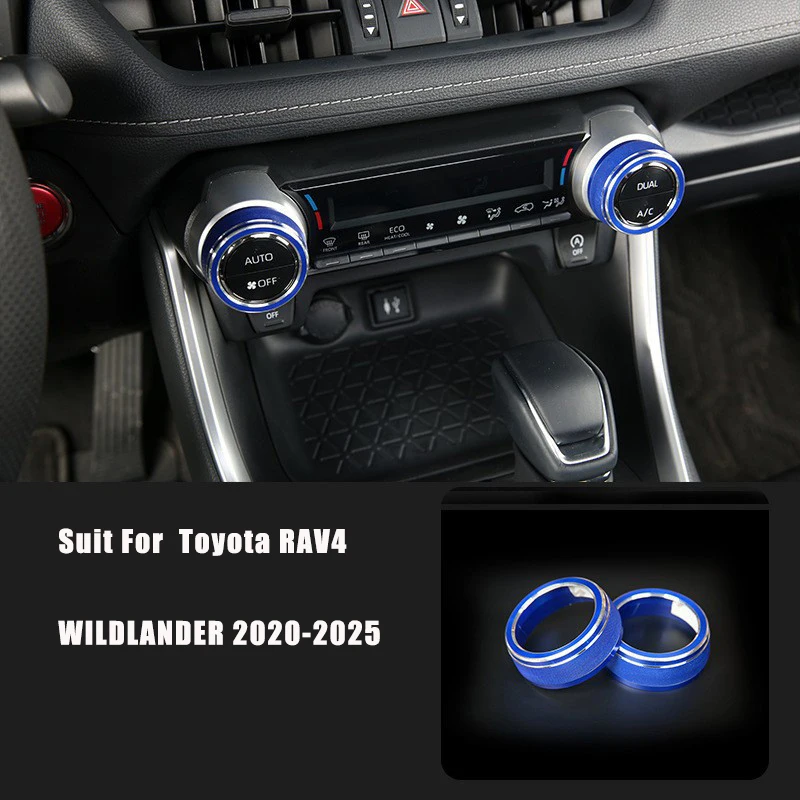 For Toyota RAV4 WILDLANDER 2020-2025 2pcs Aluminum Air Conditioner Climate Control Knob Cover Radio Volume Button Ring Cover