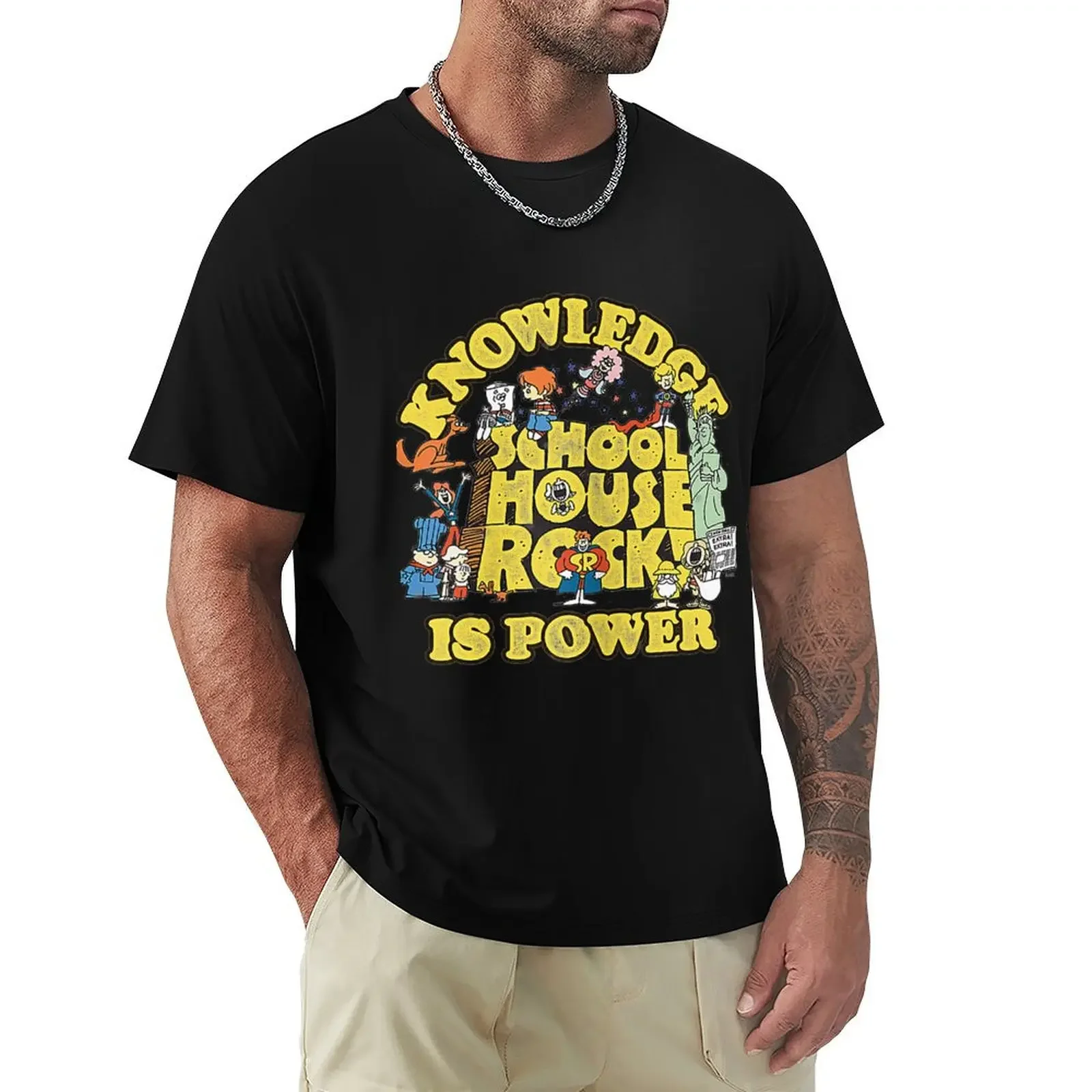 Schoolhouse Rock Knowledge Is Power Logo Group T-shirts tops for a boy customizeds oversized t shirts men heavyweight hot sale