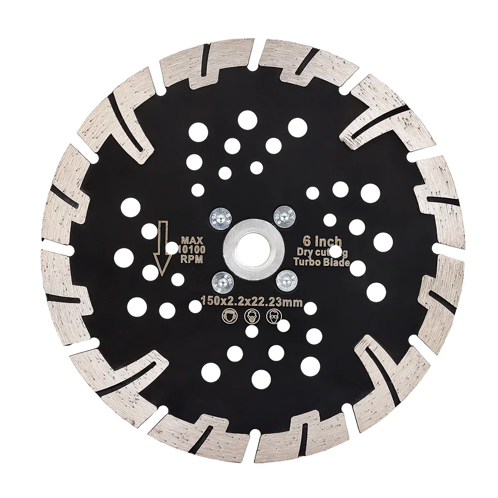 1pc 6inch 150mm Hot sintering diamond turbo saw cutting blade with removable flange M14/5/8"-11 cutting for granite and stone