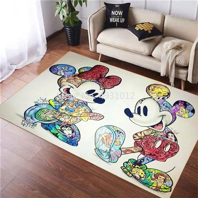 

Disney Mickey Minnie Mouse Lilo Stitch Rug Blanket for Baby Kids Bedroom Living Room Carpet Non-slip Mat Home Floor Decoration