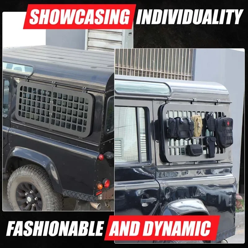 

2Pcs Aluminum alloy For Land Rover Defender 90 110 2004-2018 car rear side window protection plate hanging bag rack accessorie