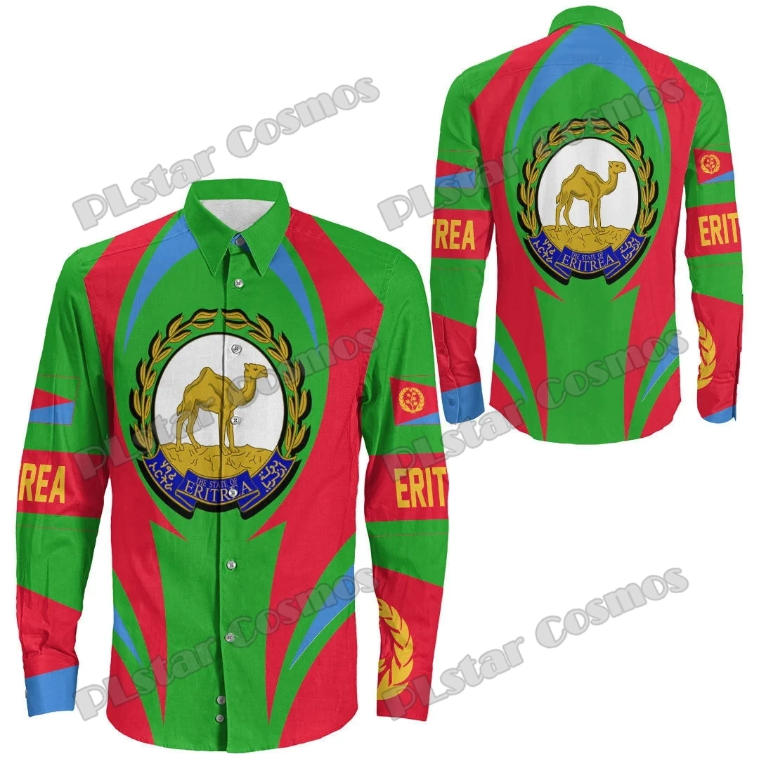 

Eritrea & Haiti & Jamaica Coat Of Arms Pattern 3D Print Men's Long Sleeve Button Shirt Autumn Unisex Harajuku Casual Shirt CXY02