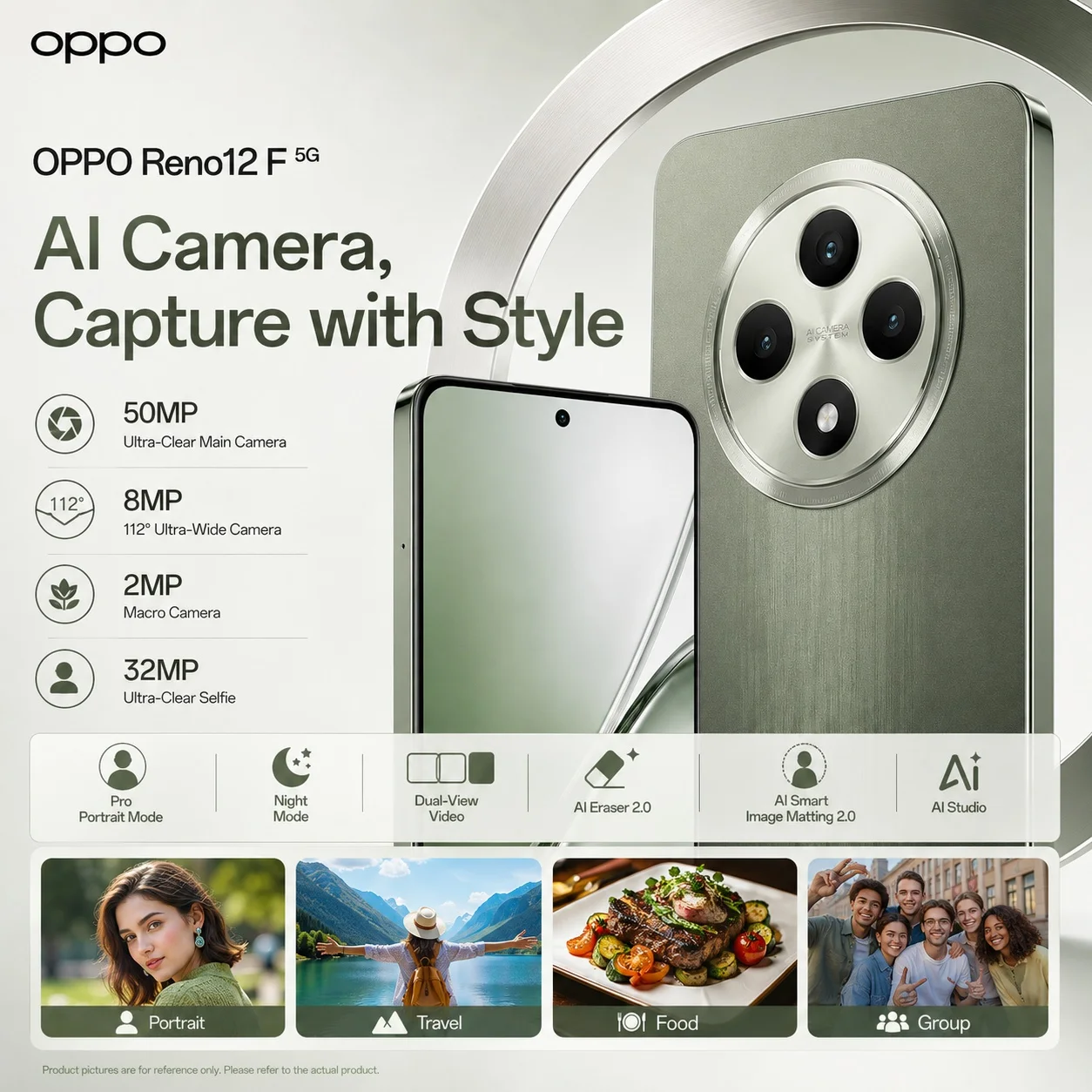 OPPO Reno12 F 5G Phone 12GB+512GB, Dimensity 6300, 120Hz OLED Screen, 50MP AI Triple Camera, 5000mAh, 45W SUPERVOOC, NFC view 6