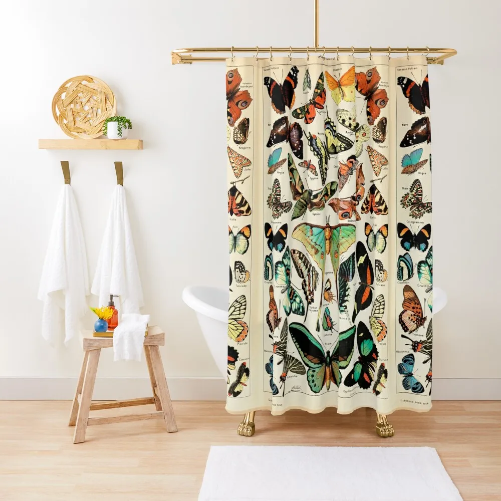 

Papillon I Vintage French Butterfly Charts by Adolphe Millot Shower Curtain Shower Waterproof For The Bathroom Curtain