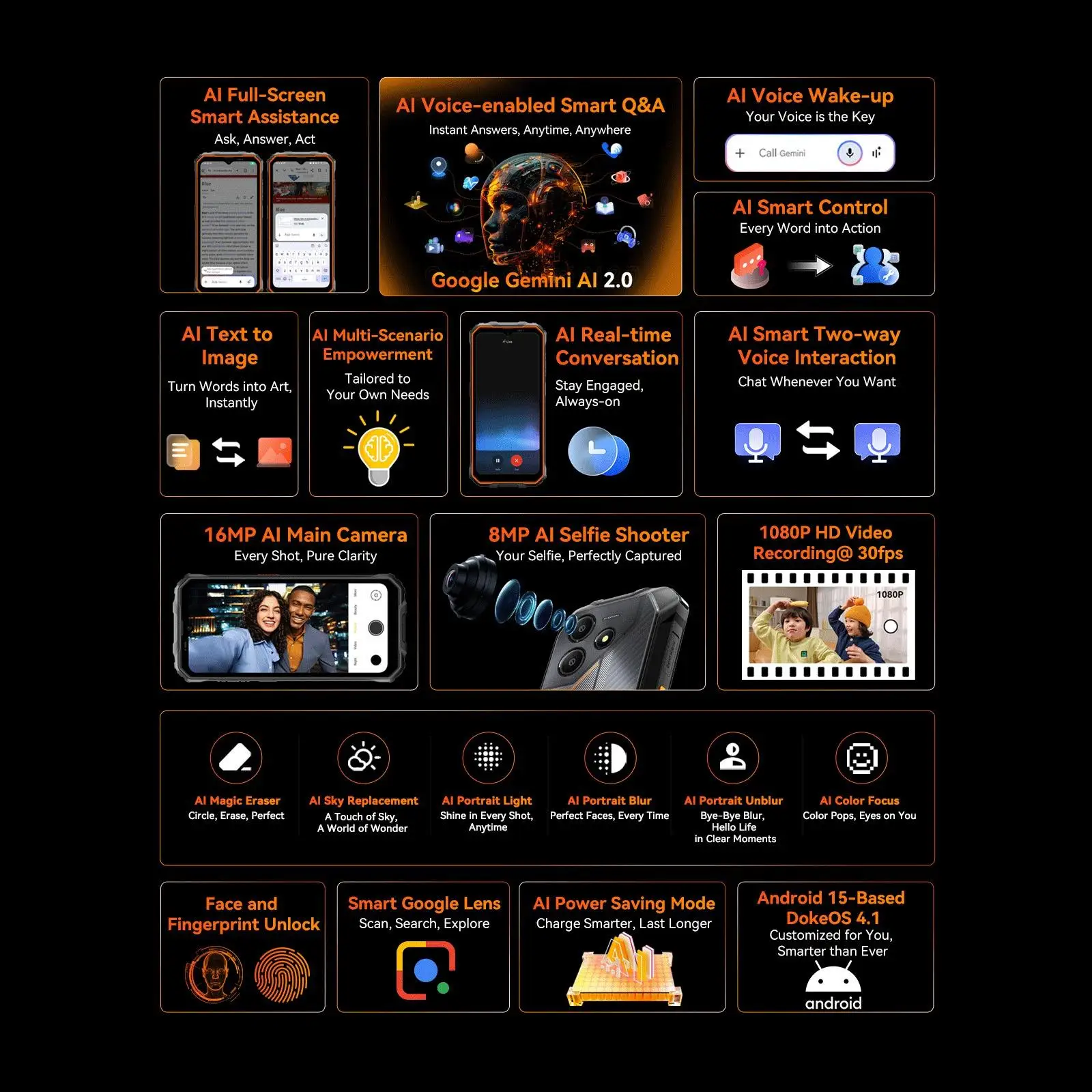 Blackview Oscal Marine 2 هاتف متين 8GB + 256GB 6.56 بوصة HD + عرض 11000mAh أندرويد 15 Unisoc T615 4G NFC الهاتف الذكي