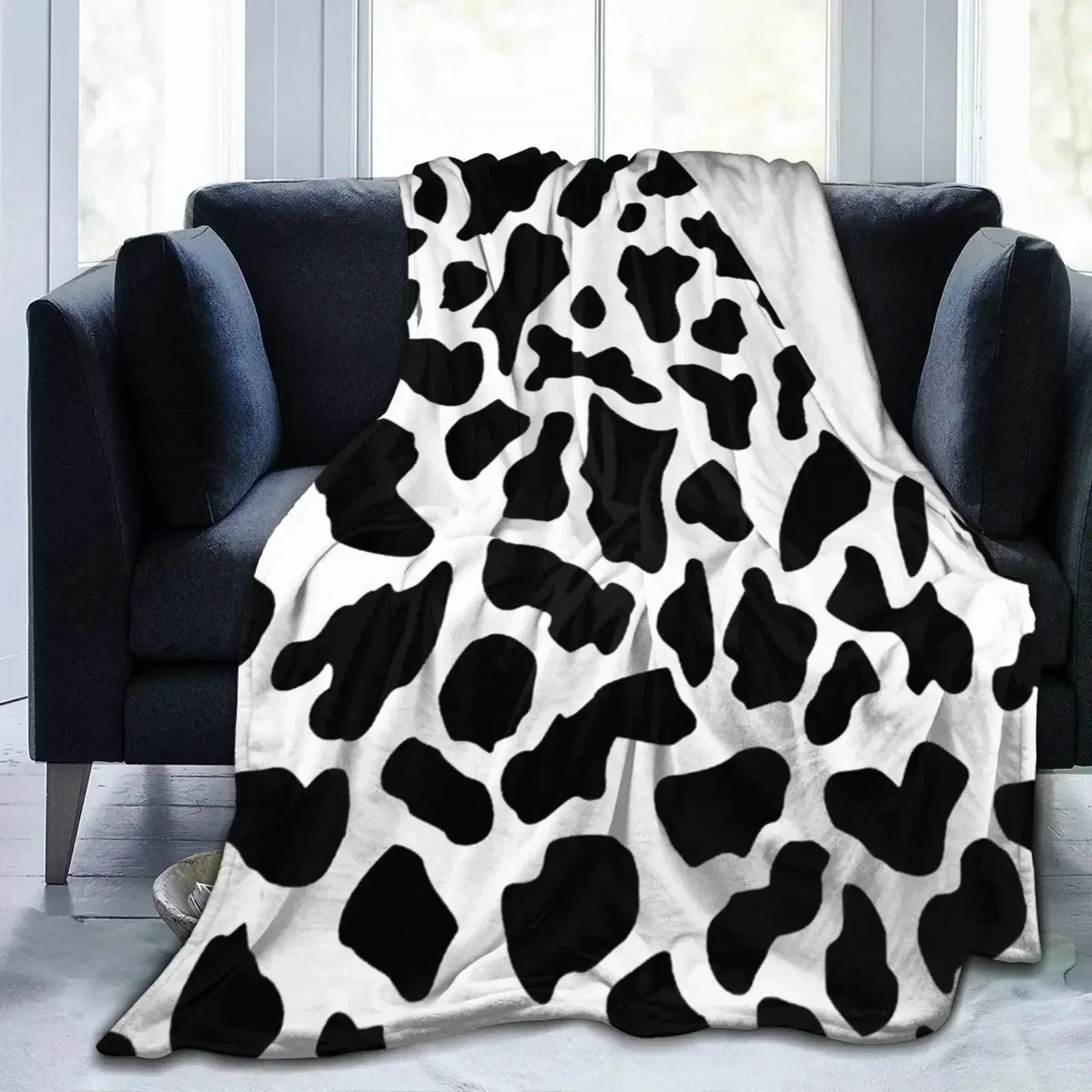 Cow Print Cowhide Throw Blanket All Season Brown Warm Lightweight Soft Fuzzy Flannel Blanket for Bed Sofa Couch,gifts for Friend