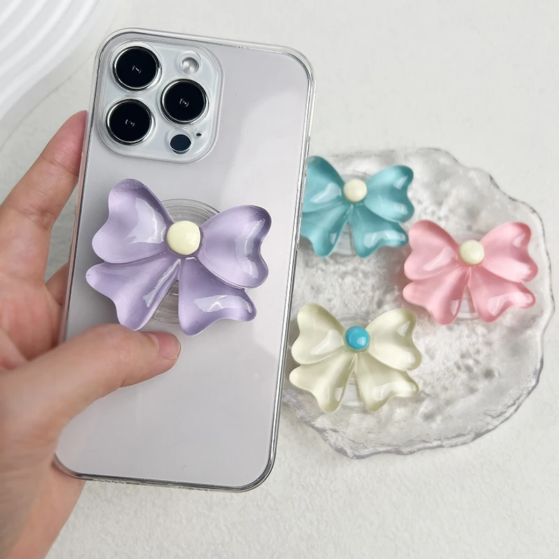 Cute Socket Talk Grip candy colored bow phone stand Lazy desktop folding stand small fresh bow phone grip