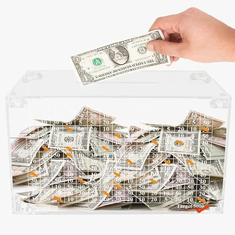 

New Clear Transparent Acrylic Piggy Bank with Counter for Adult Kid Cash Coin Saving Box DIY Money Storage Box Children' S Gifts