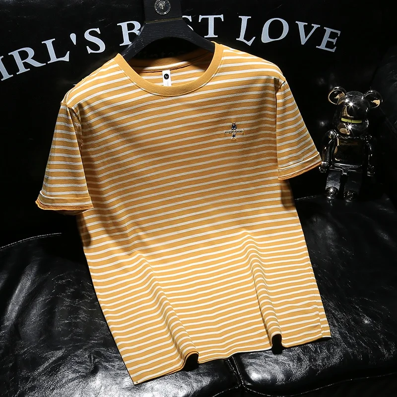 lorkdeem-men's-round-neck-short-sleeve-t-shirt-striped-color-block-summer-fashionable-versatile-top-ins-trendy-streetwear