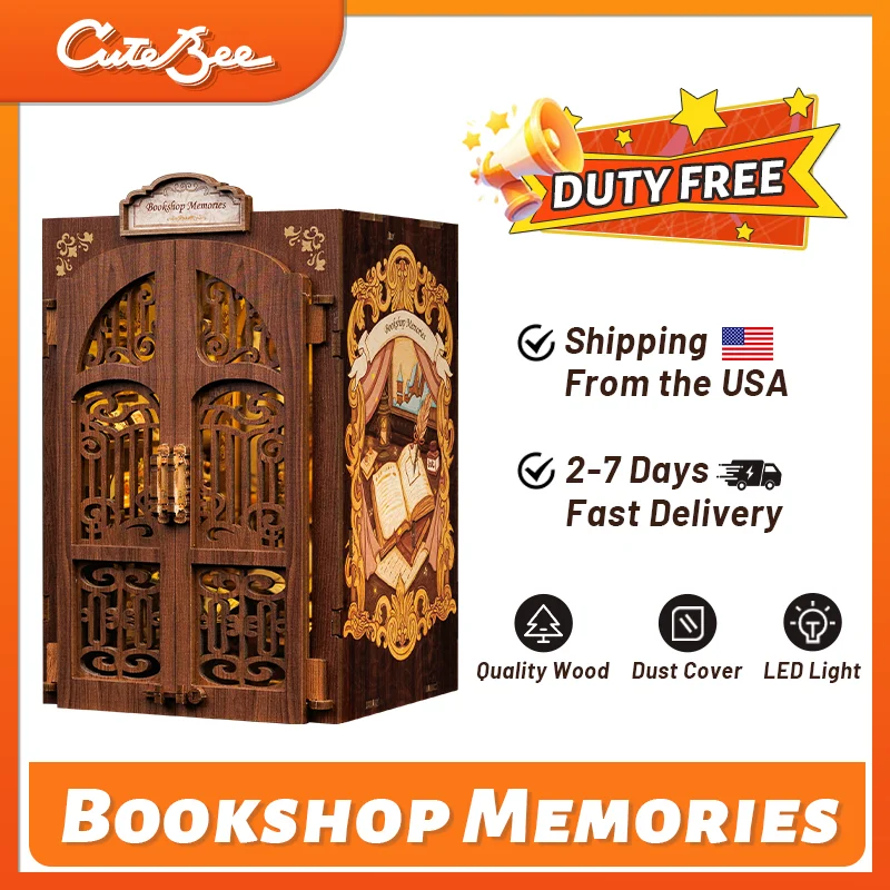 

Cutebee Diy Mini Wooden Dollhouse With Furniture Light Doll House Casa Miniature Bookshop Memories For Toys Birthday Gifts