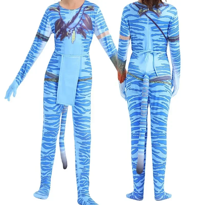 Avatar Themed Cos Costume for Kids Tight Bodysuit Performance Outfit  Halloween Costumes for Man Anime Cos