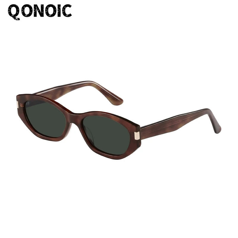 

QONOIC New Fashion Polarized Cat Eye Sunglasses Brand Designer Style Acetate Frame Nylon Lens Sun Glasses AB24802