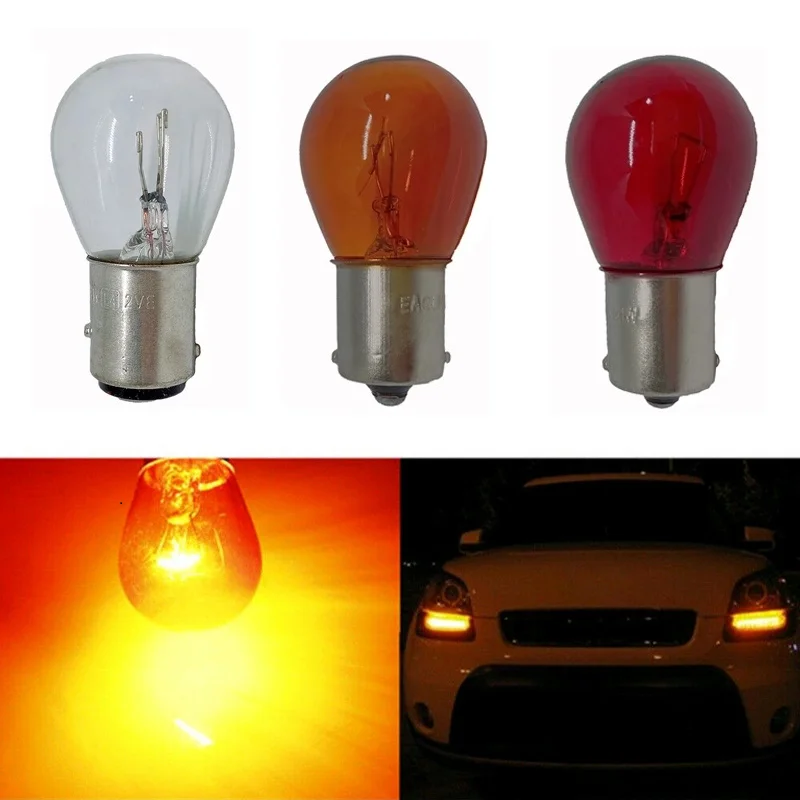 1pcs PY21W 1156 BA15S 581 Amber Car Auto Scooter Indicator Break Parking Turn Light Bulb Lamp 21W DC12V Halogen Lamp Bulbs Red