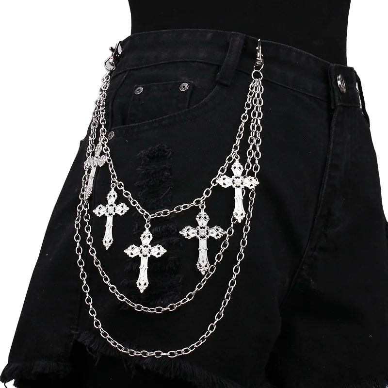 Jewelry multi-layer cross pendant waist chain pants metal accessories sweet cool spicy girl