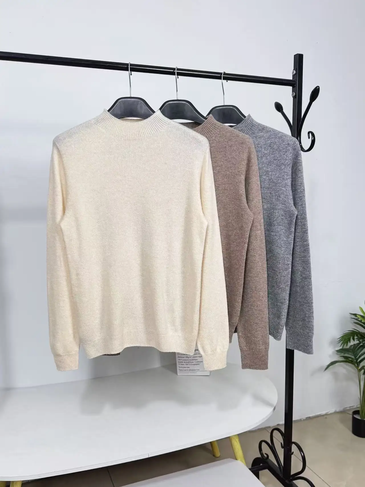 Slim Fit Pure Color Thin Wool Blend Gestrickte runde Ne Base irt Damen Top Herbst Saison Simple Sle Long Sve Regular...