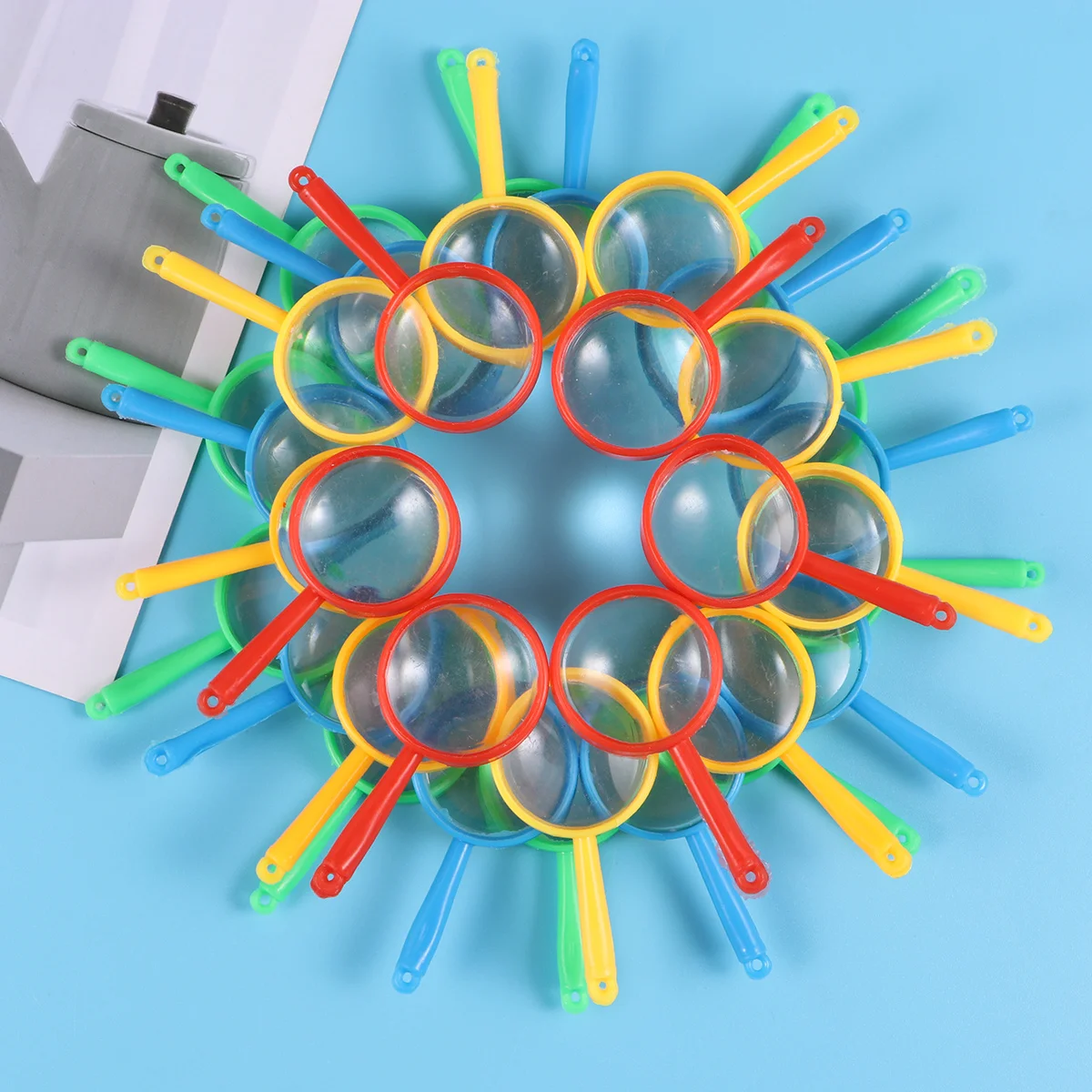 Loupe portative en plastique coloré pour enfants, 48 pièces, pour la lecture de bijoux, timbres, pièces de monnaie, Inspection, expérience scientifique