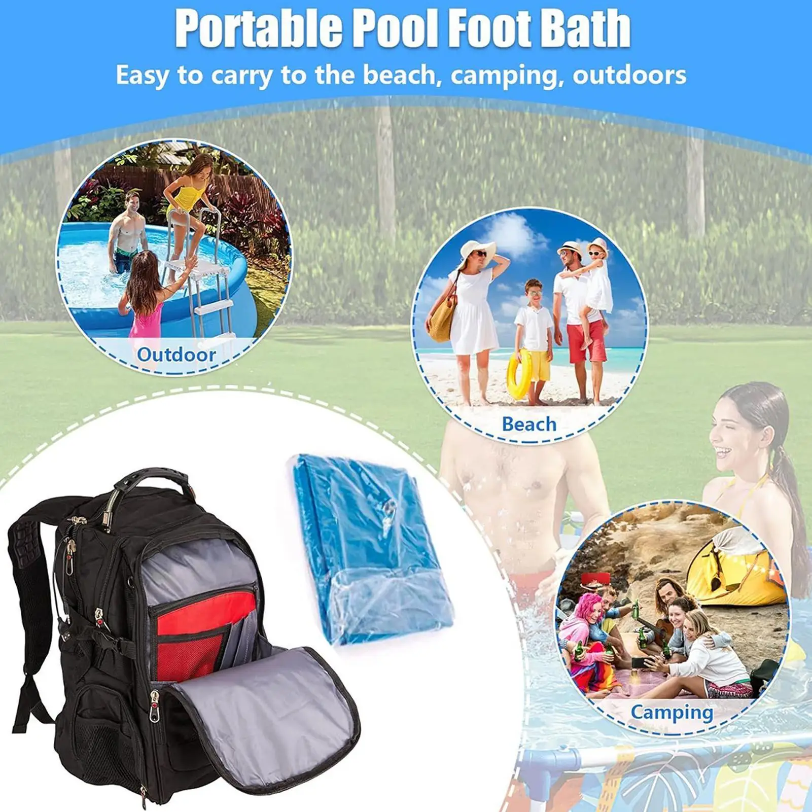 

Портативная надувная раковина для ног, удобная ванна для замачивания ног для бассейна, пляжа, надувная раковина для ног, ванна для ног в бассейне