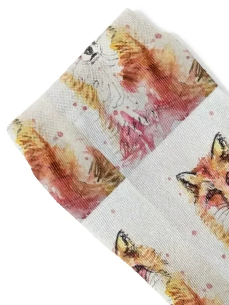 Fox Watercolor Painting Socks hip hop loose Stockings man professional running Ladies Socks Men's