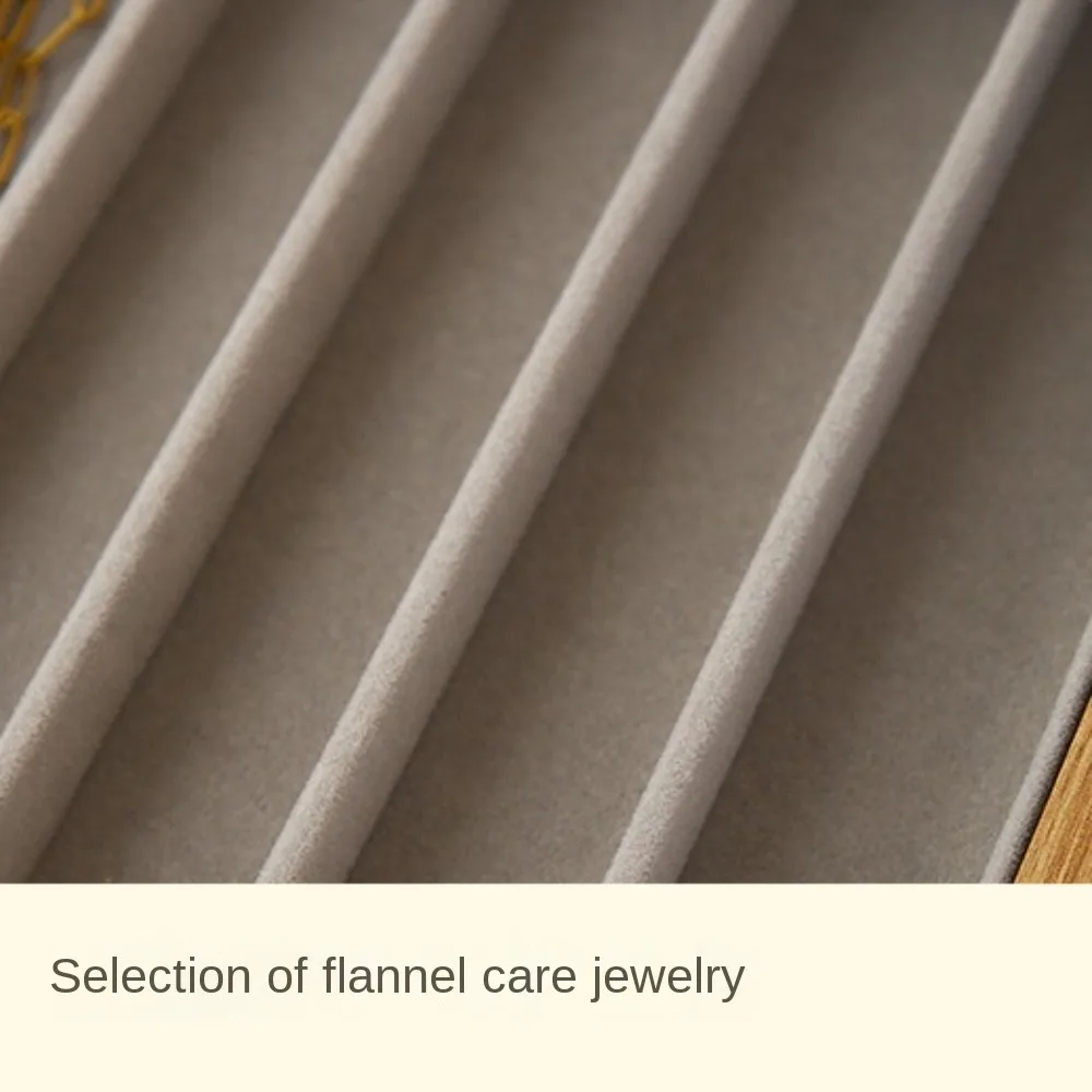 

Velvet Fabric Jewelry Storage Tray Solid Color Wooden Long Necklace Box Large Capacity Glass Lid Necklace Organizer Container