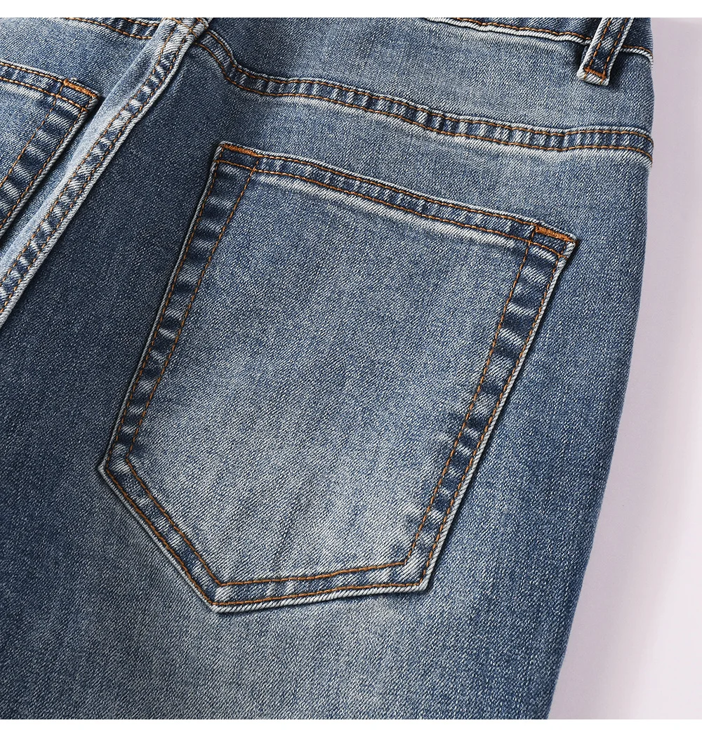 Herren Slim Boot Cut Jeans Hochwertige Einfarbige Blaue Baumwoll-Denim-Hose Lässige Klassische Skinny Flared Hose – Detail 12