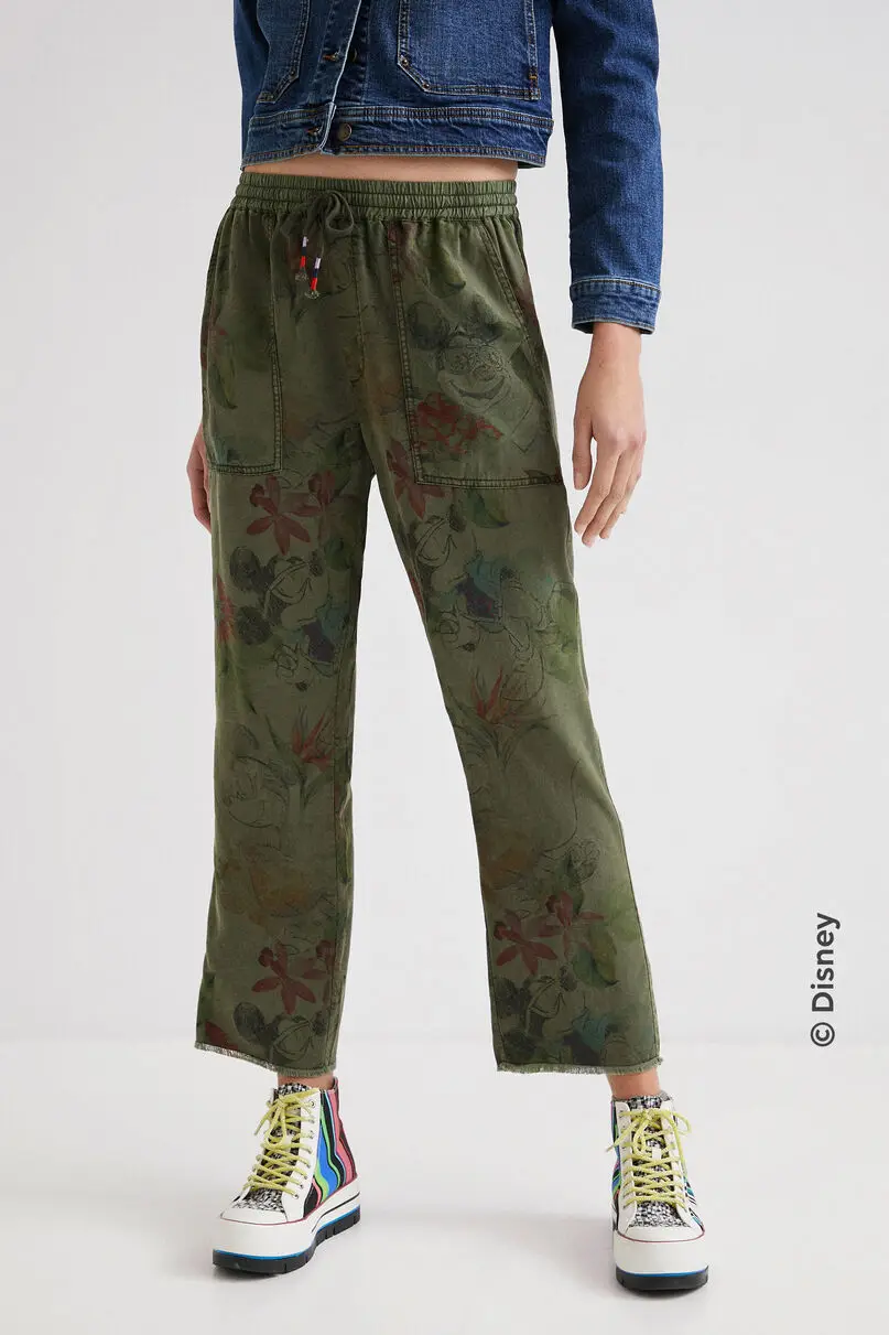 

Casual Pants with Dstring And Print High Waist Wide Leg Commuter Sle Faionable Ladies Trousers