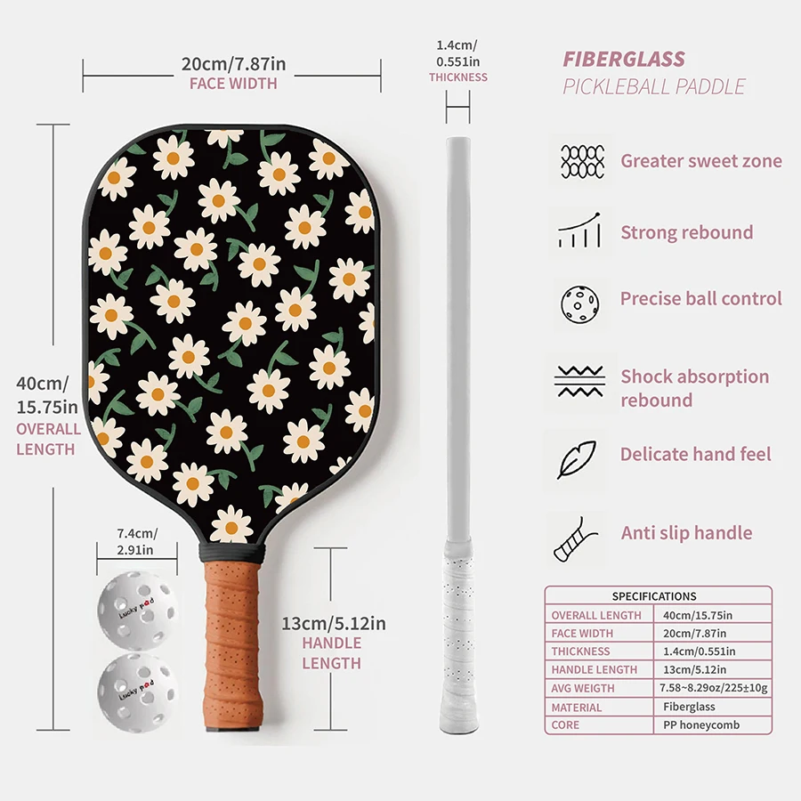 Pickleball Paddle Set with 2 Balls Trendy Pattern Pickleball Paddle Set Lightweight Pickleball Racket for Adults & Beginners