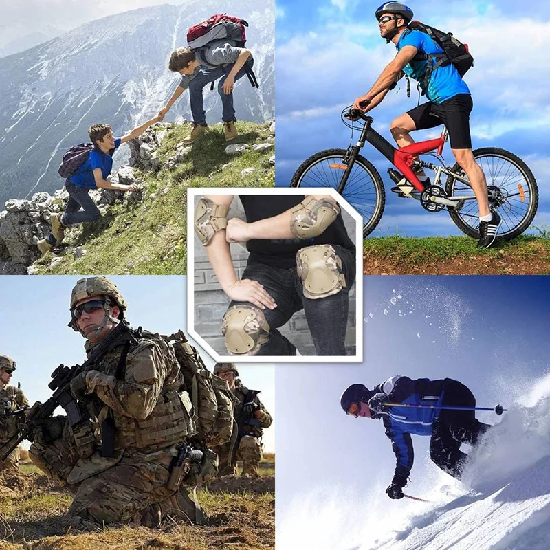 Professional Tactical Combat Knee and Elbow Protective Pads Sets Advanced Tactical Gear Set for Airsoft Paintball Hunting Skate