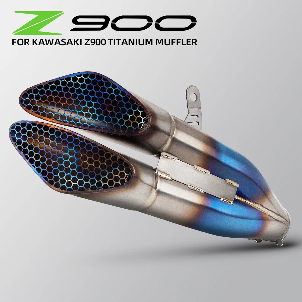 

GP Racer Titanium honeycomb Forged motorcycle Exhaust slip on line escape streetbike modify for kawasaki Z900 2017-2019 and 2025