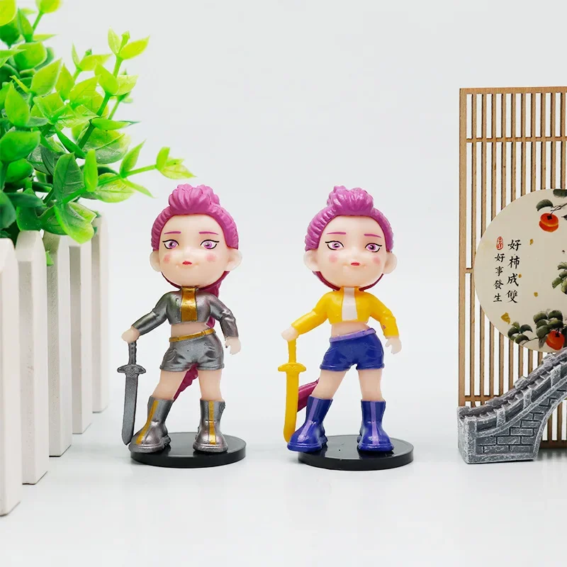Novo 6 pçs/set q versão k pop demônio caçadores figura de ação boneca rumi mira zoey estatueta boneca coleção para crianças presentes natal