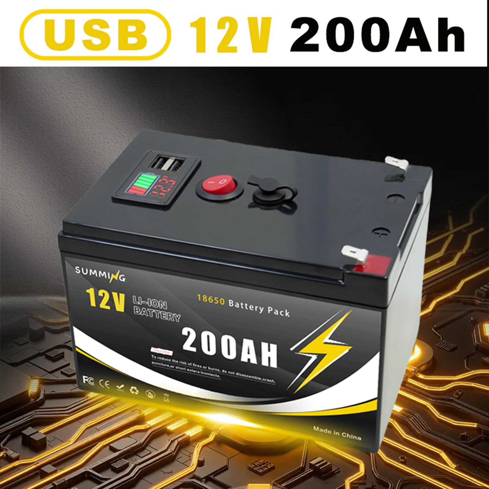 batterie-lifepo4-12v-4000-cycles-profonds-18650-lithium-200ah-bms-integre-🏪-pour-ups-detecteur-de-poissons-de-kayak-panneau-solaire-roues-electriques