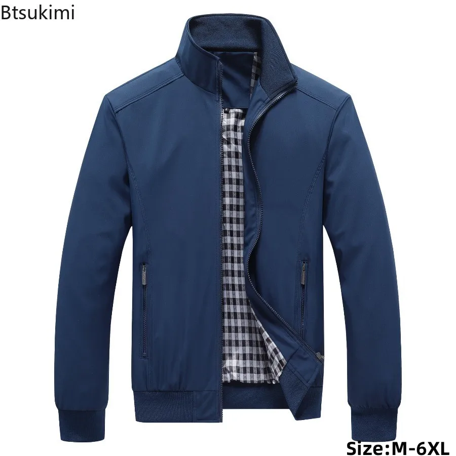 

2025 Fashion Bomber Jackets Men's Casual Solid Color Stand Collar Zipper Outerwear Spring Autumn New in Baseball Jackets for Men