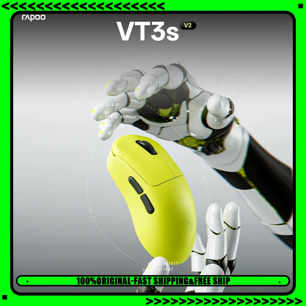 Rapoo VT3S Pro V2 Mouse Dual Mode Wireless Mice Paw3955 Sensor 8000Hz Polling Rate Lightweight Gaming Mouse PC Accessories