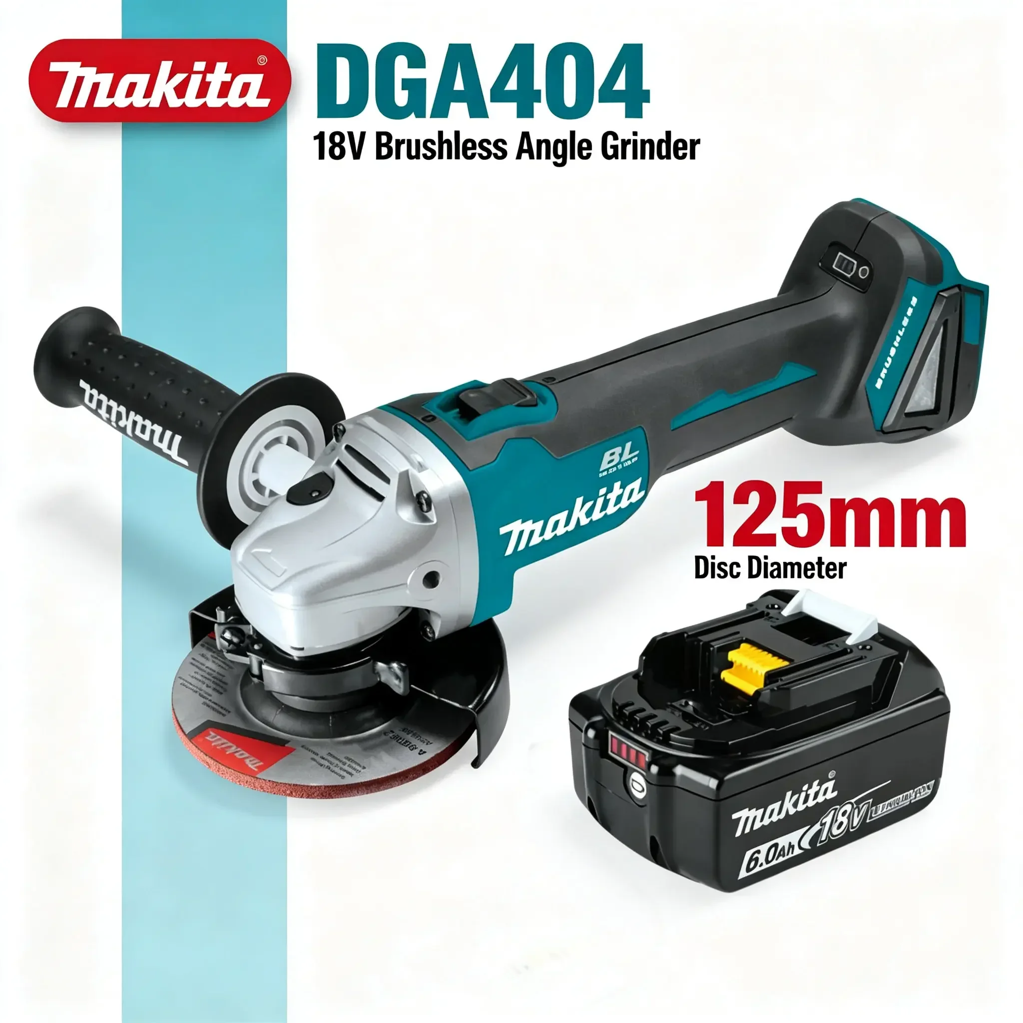 Neuer Makita DGA404 18V Bürstenloser Elektrischer Winkelschleifer 125mm Wiederaufladbares Werkzeug für Werkstatt, Fertigung, Autoreparatur und Metallpolierprojekte
