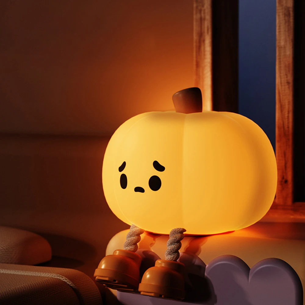 

Cute Pumpkin Night Lights Cute Soft Silicone Safe Lamp Decorations Timing Dimmable Bedside Decoration Kids Baby Halloween Gifts