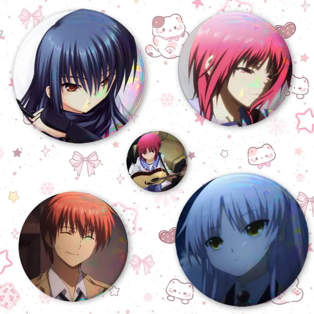 Anime A-Angel Beat-s Mixed Theme Round Button Badge Set Anime Cartoon Music Game Fashion Pins For Bags Clothes Accessories