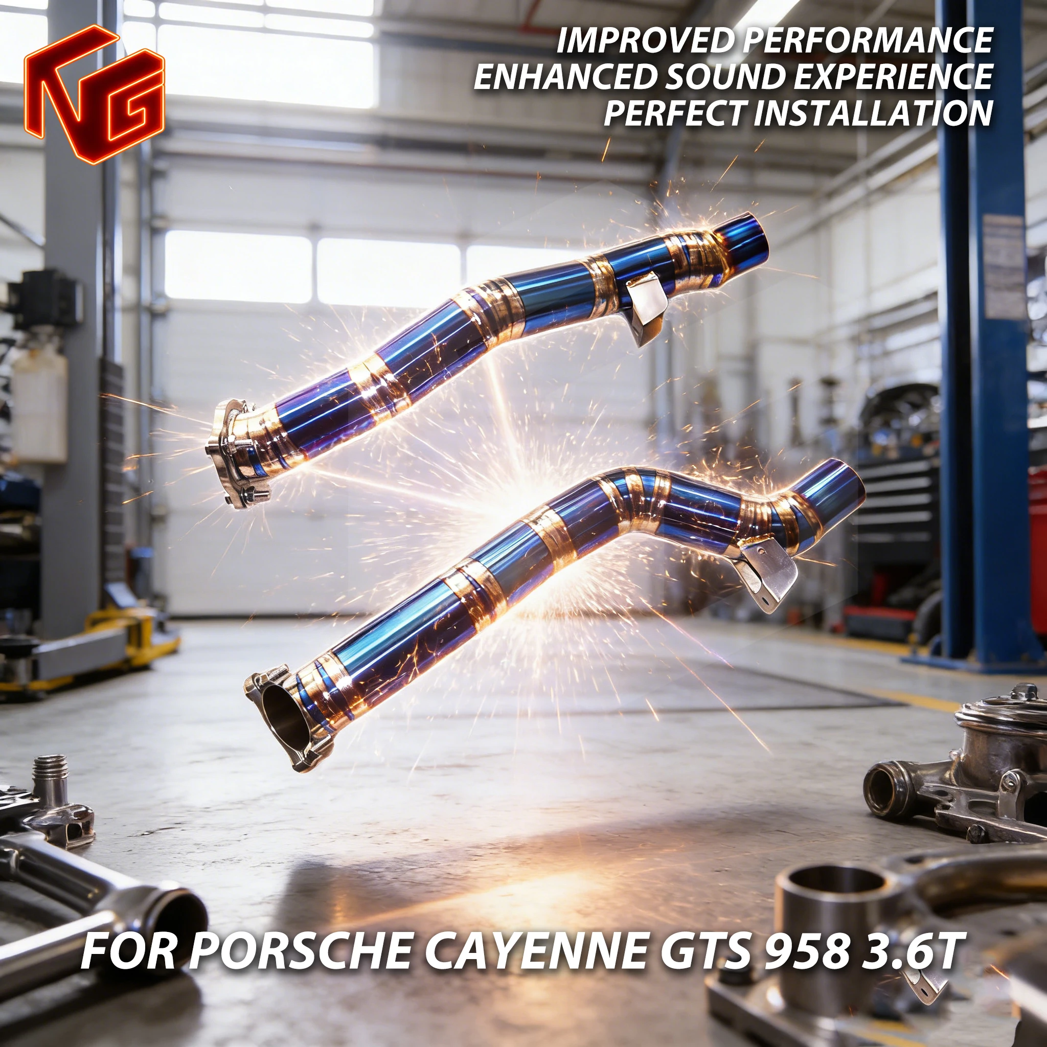 

ING Titanium alloy Front Pipe for Porsche Cayenne GTS 958 3.6L 958.2 2015+ Turbo Tube Header Exhaust System