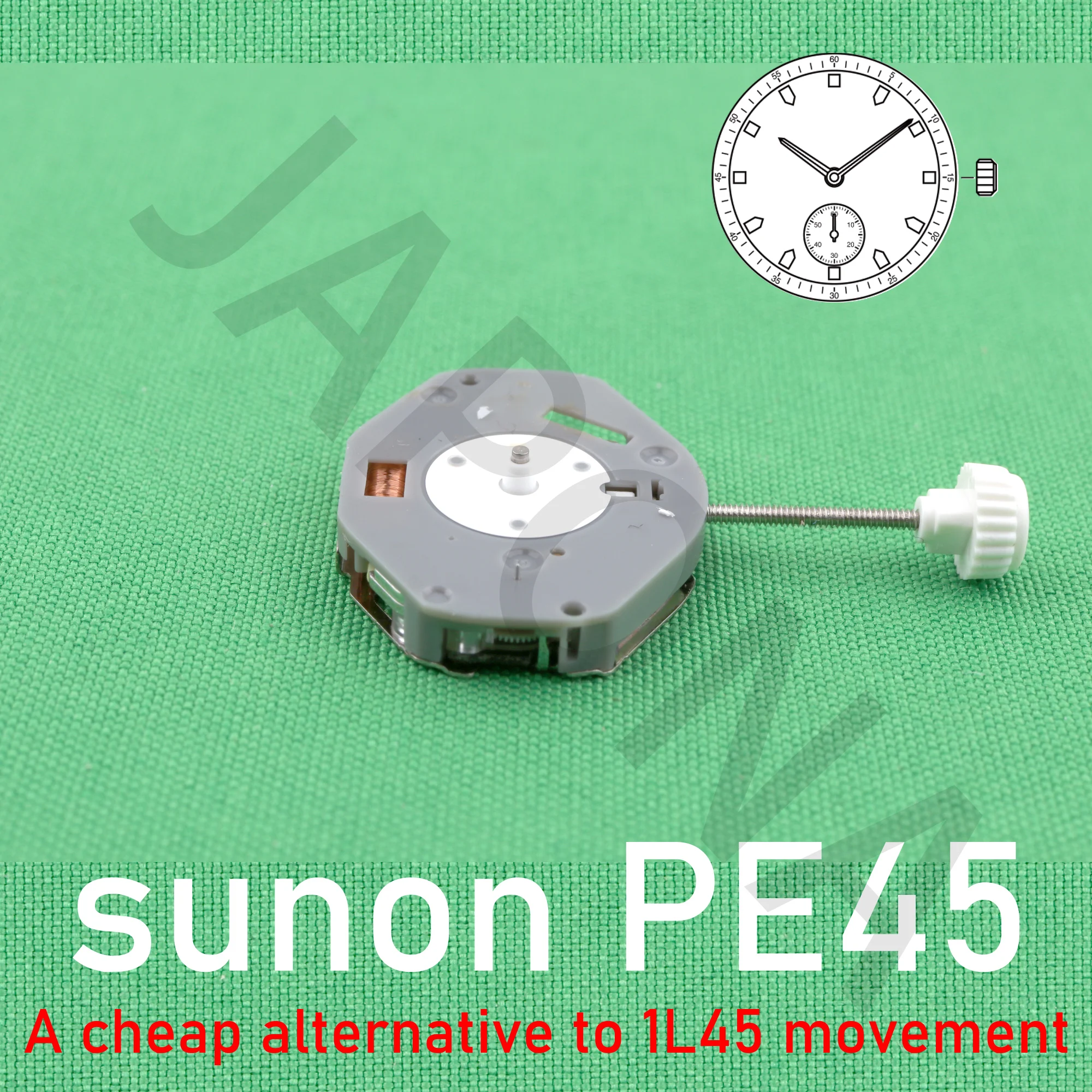 PE45 movement china sunon PE45 quartz watch movement 2 hands, small second movement. cheap alternative to 1L45 movement