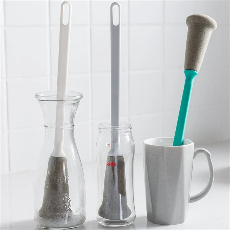 Nordic Long Handle Sponge Brush, Bottle Cleaning Brush, Kitchen Utensils Handle Cup Brush No Dead End Baby Bottle Brush