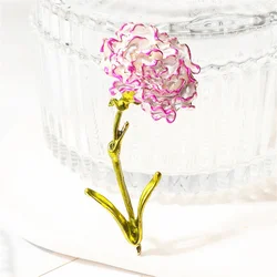Creative Carnation Flower Brooch Pins For Women Exquisite Pink Enamel Floral Coat Collar Badge Plant Corsage Mothers Day Jewelry