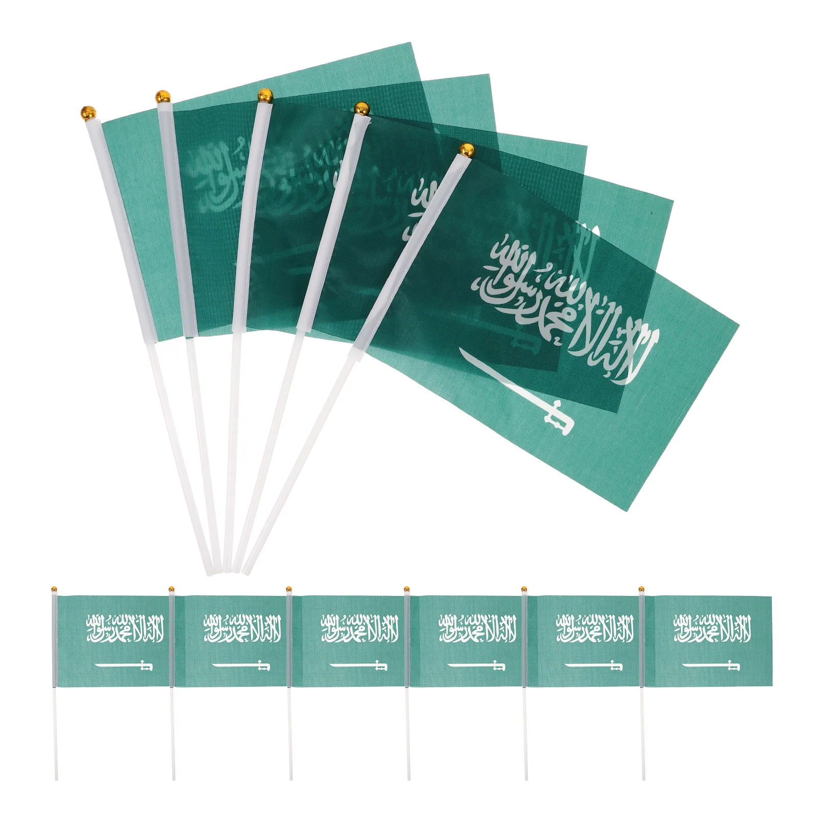 

100pcs Mini Handheld Arabia Flag Portable Waving Car Window Decoration Festival Sports Parade Flags Green National Day