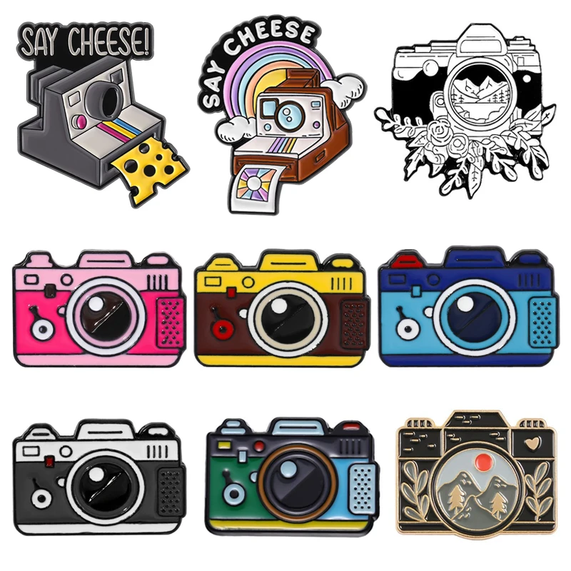 Retro Kamera Emaille Pin Foto Maschine Vintage Sofortbildkamera Broschen Revers Abzeichen Schmuck Geschenke für Fotografie Liebhaber Freunde