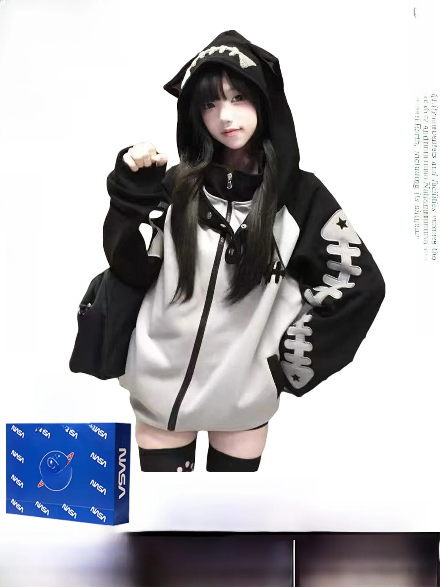 

Fce Lined Hoodie Women's Autumn Winter Ear Warm Sle Sweet Cool Faion Casual Comfortable Polyester Long Sve Zipper